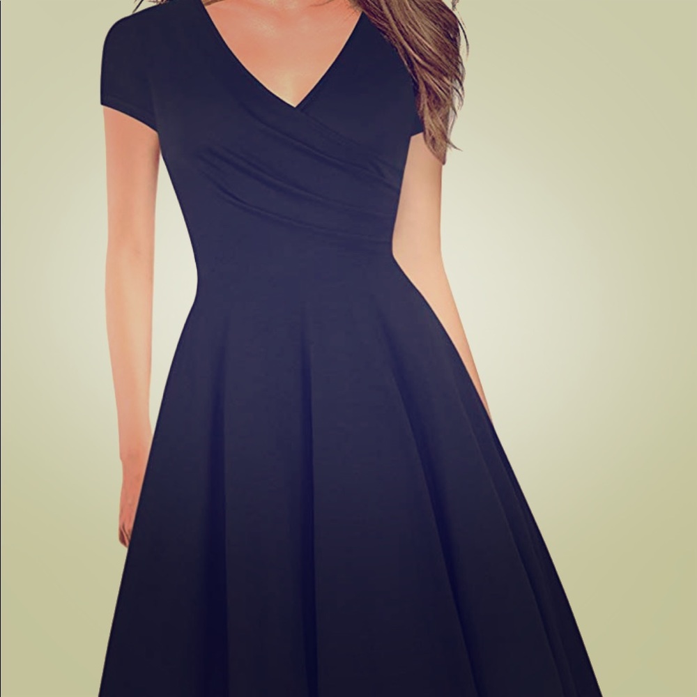 Gray Criss Cross Fit and Flare Dress